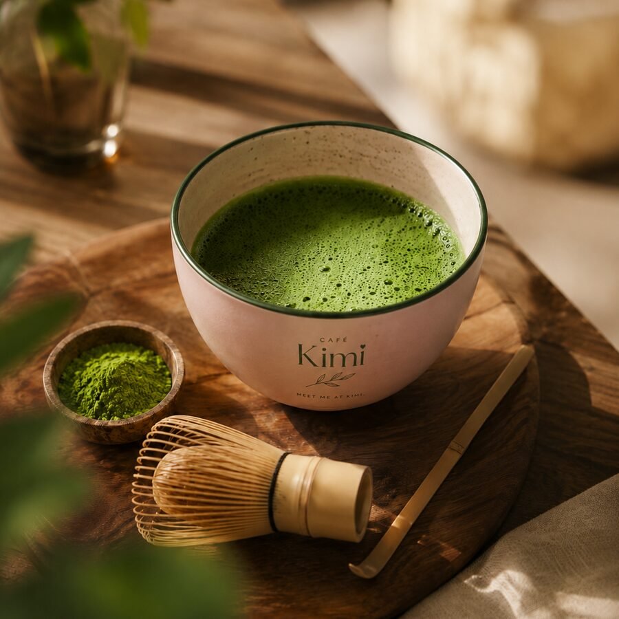 Matcha latte bij Kimi Café